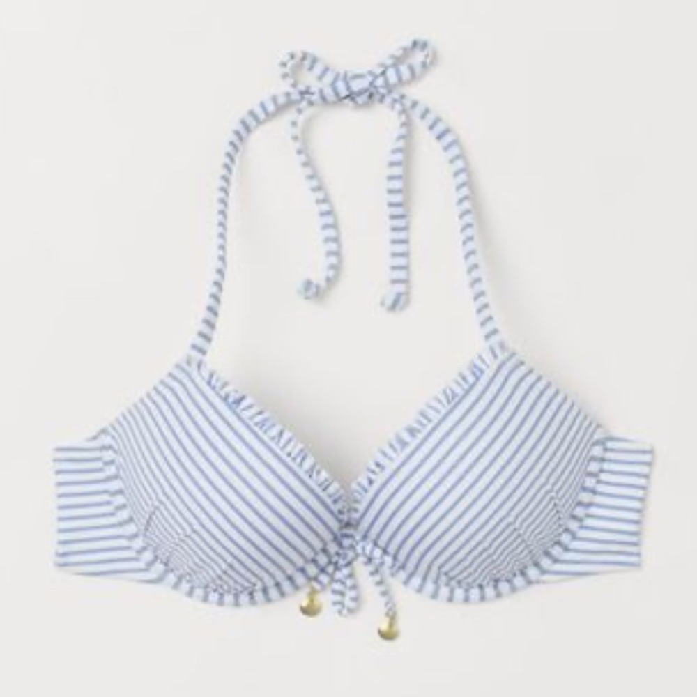 H&M Blue and White Striped Bikini Top